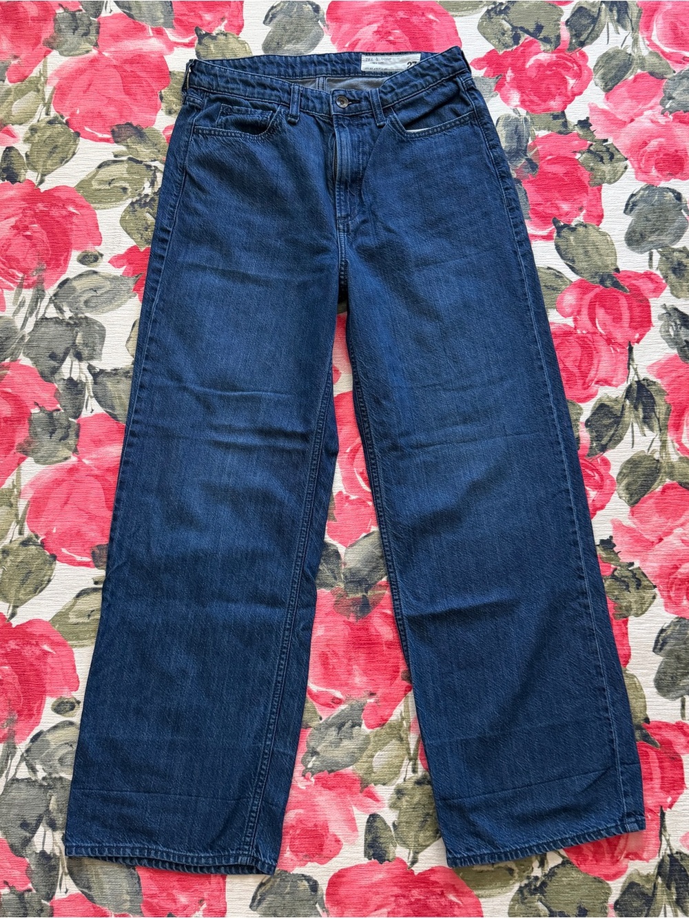 rag & bone Women’s Relaxed Wide-Leg Jeans — Deep Blue Denim
